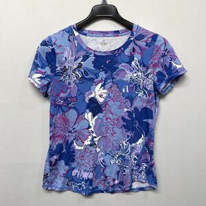 Talbots Blue and Purple Floral Short Sleeve Tee